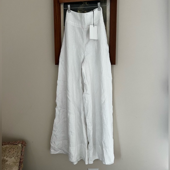 Dissh White Aisle Linen Wide Leg Pants - Picture 3 of 7